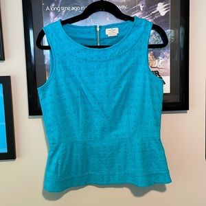 Blue Kate Spade Peplum Eyelet Top